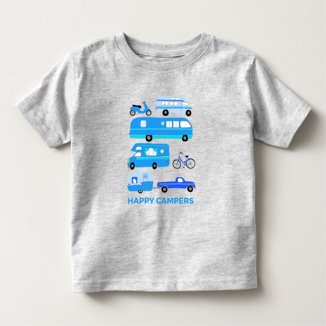LYCKLIG CAMPER Campervan Vanlife RV Trailer Blue T Shirt (Framsida)