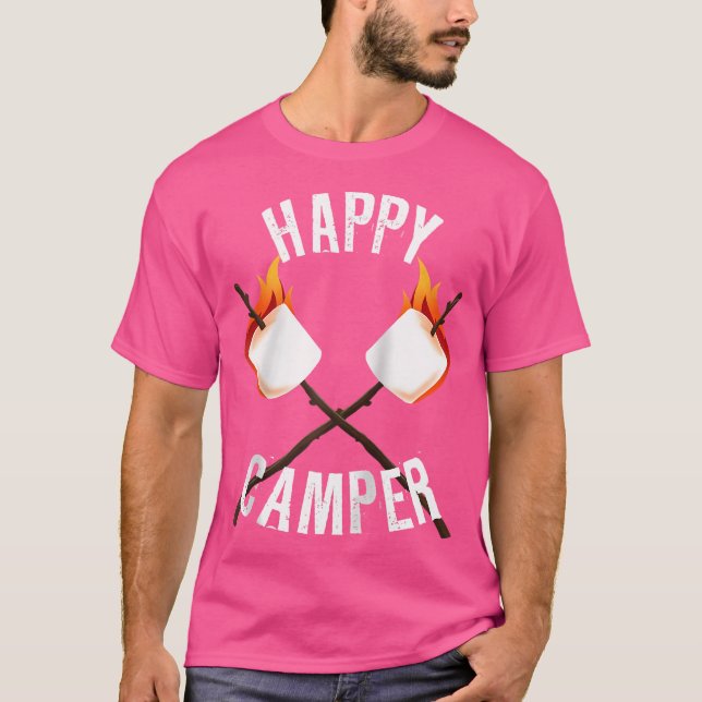Lycklig Camper Campfire Marshmallow Smores Älskare T Shirt (Framsida)