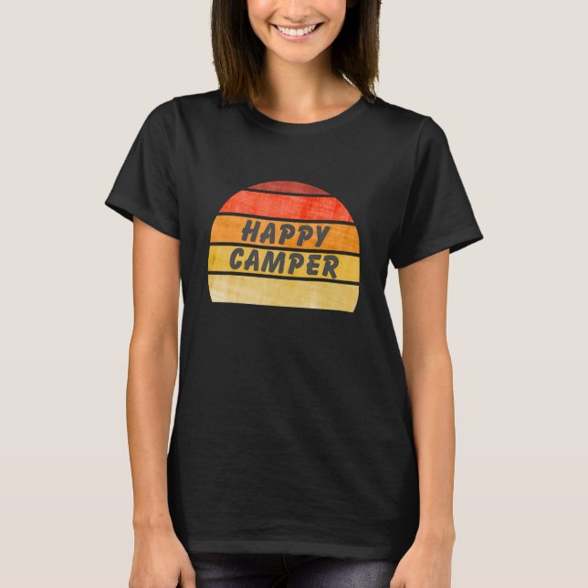 Lycklig Camper Camping Caravan Caravan Caravan T Shirt (Framsida)