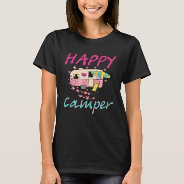 Lycklig Camper Camping Couple Camp Vacation T Shirt (Framsida)
