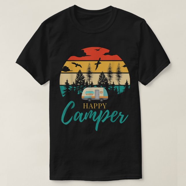 Lycklig Camper Camping Funny Camping Älskare Manar T Shirt (Design framsida)