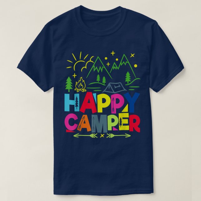 Lycklig Camper Camping Funny ger Manar Women Kids T Shirt (Design framsida)