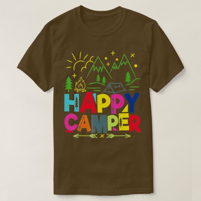 Lycklig Camper Camping Funny Gift Manar Women Kids T Shirt (Design framsida)