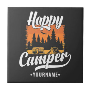 Lycklig Camper Camping Hiking Travel Caravan Life Kakelplatta
