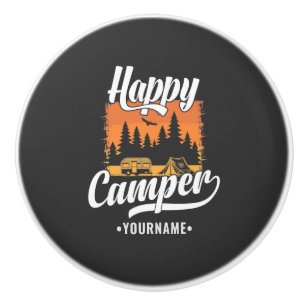 Lycklig Camper Camping Hiking Travel Caravan Life Knopp