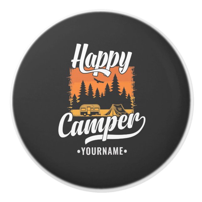Lycklig Camper Camping Hiking Travel Caravan Life Knopp (Framsidan)