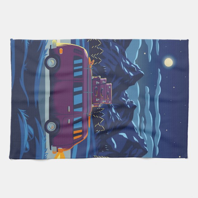 Lycklig Camper Camping Resa Art Kökshandduk (Horisontell)