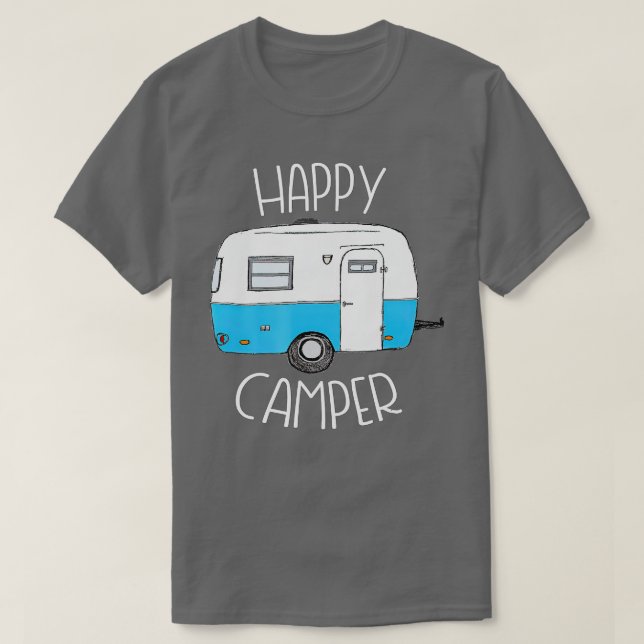 Lycklig Camper Camping s Blue Boler-järnvägsläger T Shirt (Design framsida)