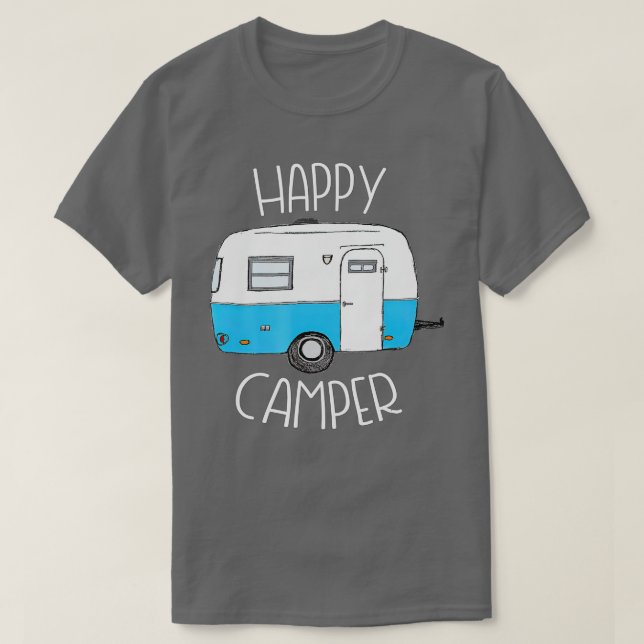Lycklig Camper Camping s Blue Boler-järnvägsläger  T Shirt (Design framsida)