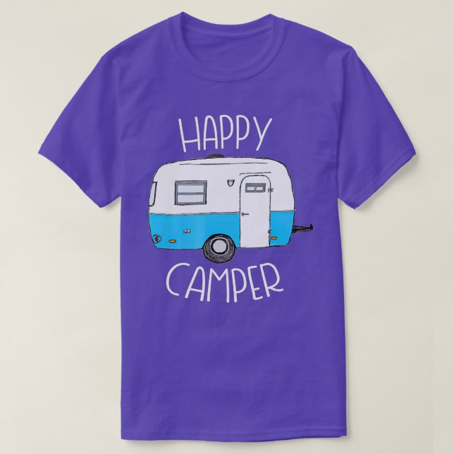Lycklig Camper Camping s Blue Boler-järnvägsläger T Shirt (Design framsida)
