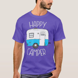 Lycklig Camper Camping s Blue Boler-järnvägsläger T Shirt