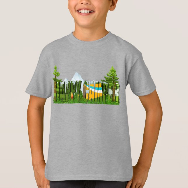 Lycklig Camper Camping T Shirt (Framsida)