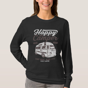 Lycklig Camper Camping Vintage Distress Van T Shirt