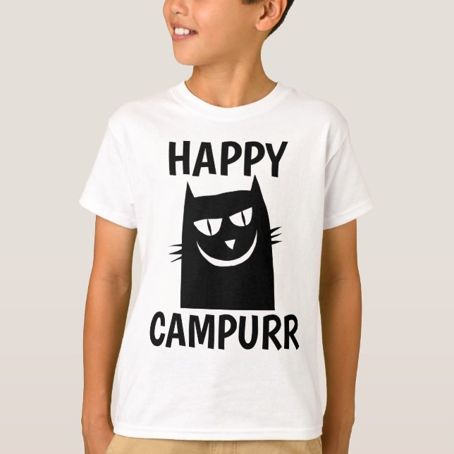 Lycklig Camper, Campurr Funny Cat T-shirts (Framsida)