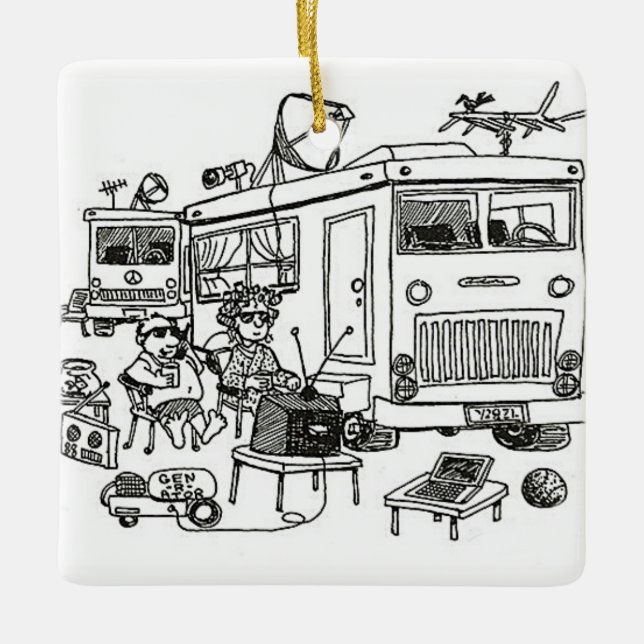 **LYCKLIG CAMPER**** CHRISTMAS ORNATION JULGRANSPRYDNAD KERAMIK (Framsida)
