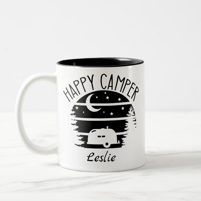 Lycklig Camper Coffee Mugg Personlig (Vänster)