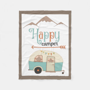 LYCKLIG CAMPER Cute Retro RV Fleecefilt