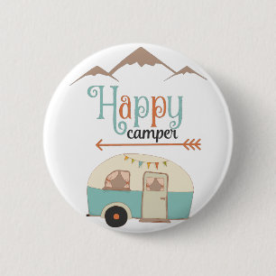 Lycklig Camper Cute Retro RV Knapp