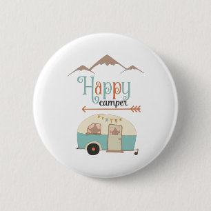 Lycklig Camper Cute Retro RV Knapp
