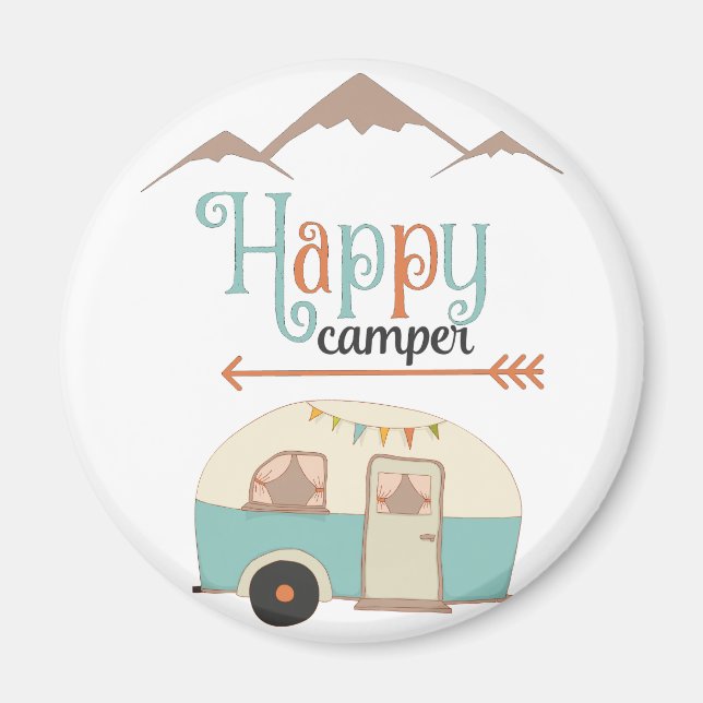 Lycklig Camper Cute Retro RV Magnet (Framsidan)