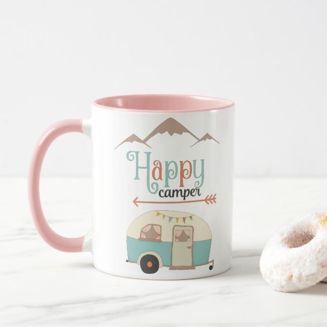 Lycklig Camper Cute Retro RV Mugg (Med munk)