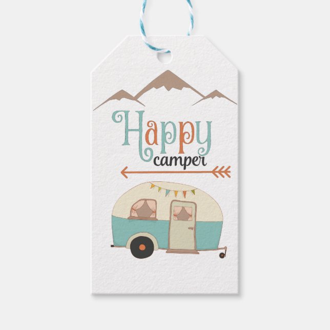 LYCKLIG CAMPER Cute Retro RV Presentetikett (Framsidan)