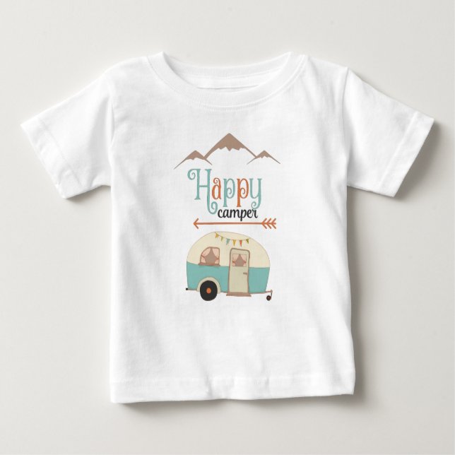 Lycklig Camper Cute Retro RV T-shirt (Framsida)