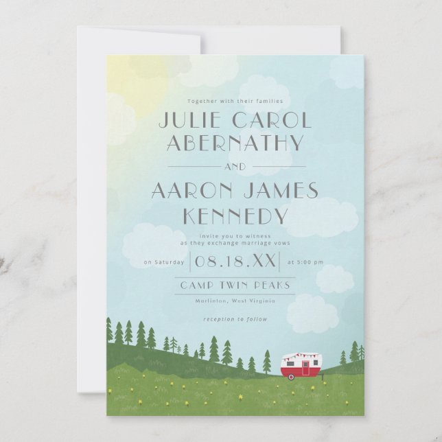 Lycklig Camper Destinations-bröllopskampanj (Framsida)