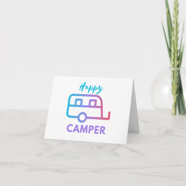 Lycklig Camper-Drag bakom Äventyr Blank Hälsning Kort (Framsida)
