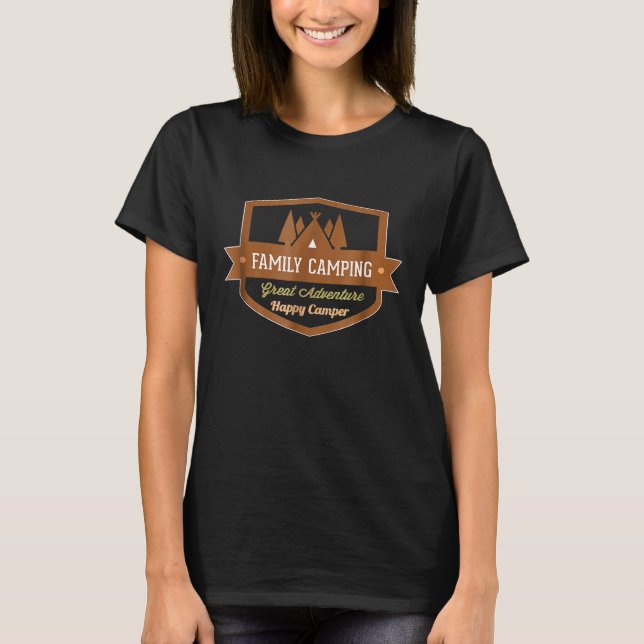 Lycklig Camper Family Camping Hiking T Shirt (Framsida)