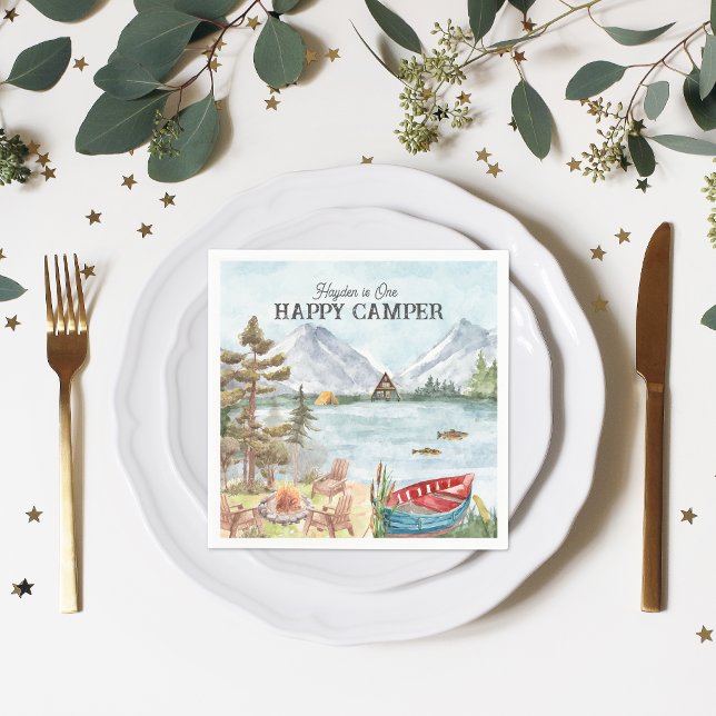 Lycklig Camper | Födelsedagsfest för camping Pappersservett (Skapare uppladdad)
