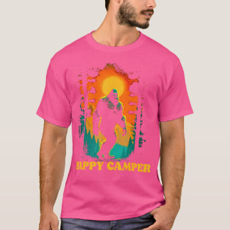 Lycklig Camper Funny Bigfoot Hiking Sasquatch Retr T Shirt