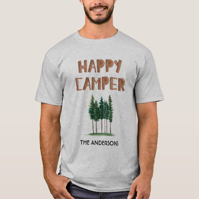 Lycklig Camper Gräs Träd Personlig T Shirt (Framsida)