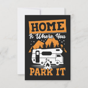 Lycklig Camper-hemmet är där man parkerar det Tack Kort