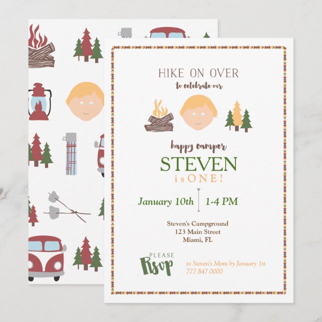 Lycklig Camper-inbjudan Inbjudningar (Fram/baksida)