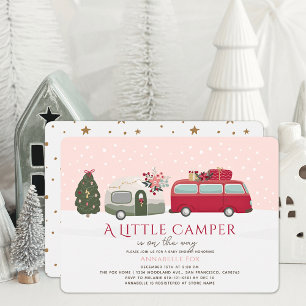 Lycklig Camper jul Rosa Girl Baby Shower Inbjudningar