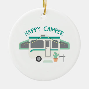 Lycklig Camper Julgransprydnad Keramik