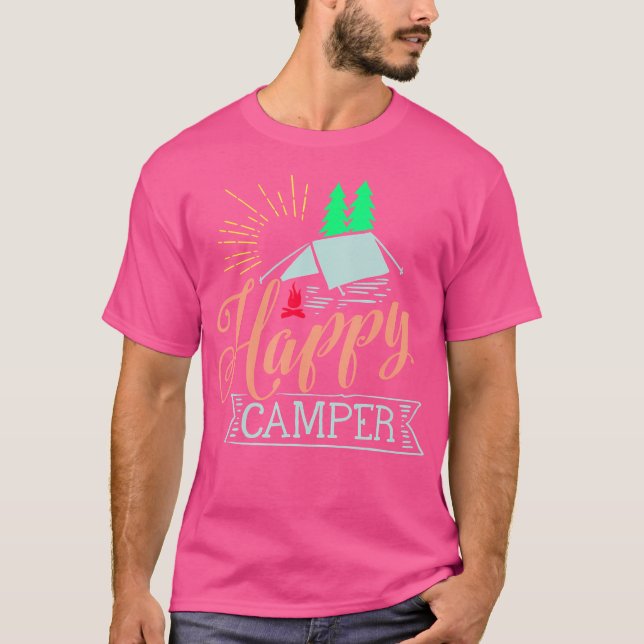 Lycklig Camper - Kampanj för För manar kvinnor och T Shirt (Framsida)