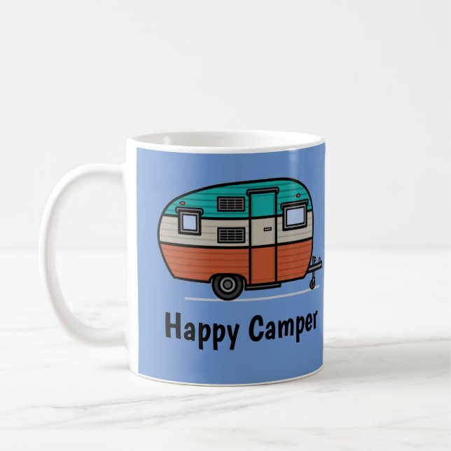 Lycklig Camper, lägg till text, kaffe Mugg (Vänster)