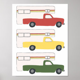 Lycklig Camper Lastbil Camping RV Rasta Art Poster