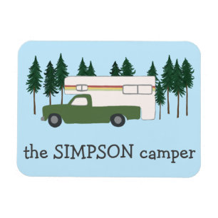 LYCKLIG CAMPER Lastbil Camping RVing Motorhome Trä Magnet