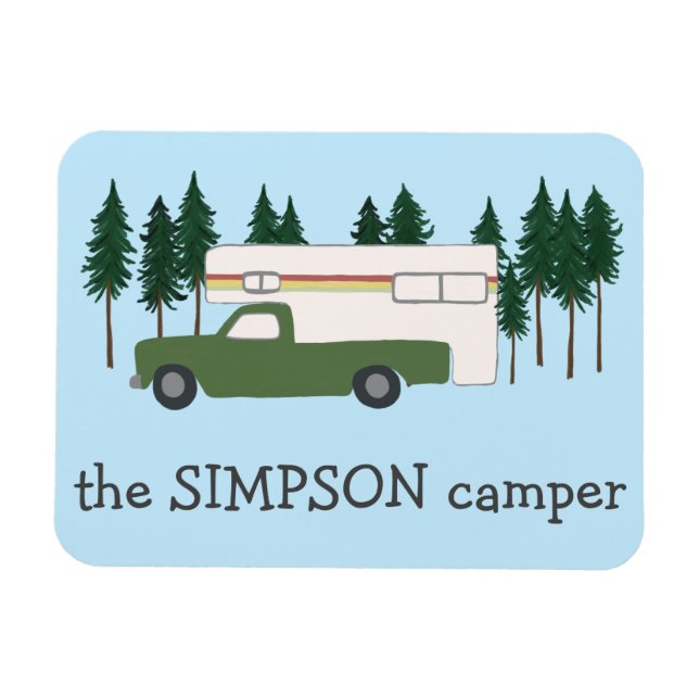 LYCKLIG CAMPER Lastbil Camping RVing Motorhome Trä Magnet (Horisontell)