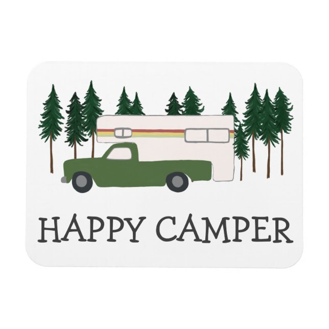LYCKLIG CAMPER Lastbil Camping RVing Motorhome Trä Magnet (Horisontell)