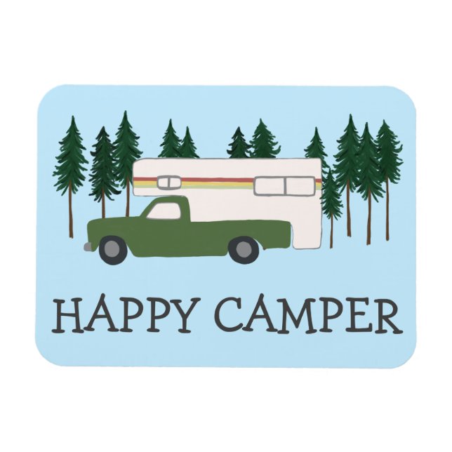 LYCKLIG CAMPER Lastbil Camping RVing Motorhome Trä Magnet (Horisontell)
