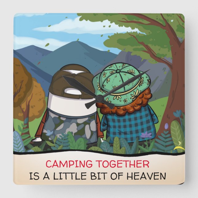 Lycklig Camper Life Quote Mountain Vista-mall Fyrkantig Klocka (Framsida)
