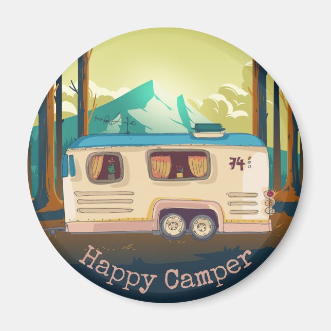 Lycklig Camper Magnet (Framsidan)
