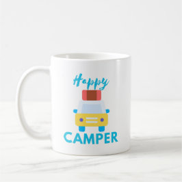 Lycklig Camper med Gult/vit bil med resgods Kaffemugg