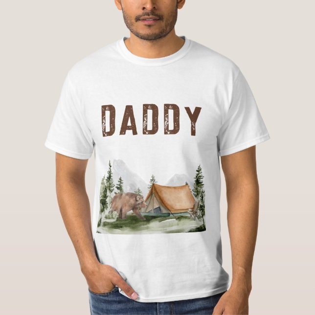 Lycklig Camper Mountain Forest Bear Birthday Pappa T Shirt (Framsida)