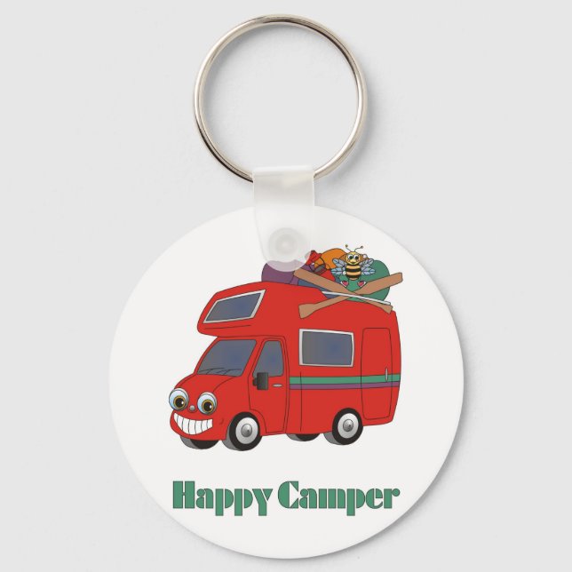 Lycklig Camper Nyckelring (Framsida)