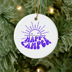 Lycklig Camper on a Julgransprydnad Keramik